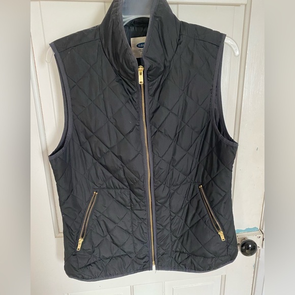 Black Quilted Vest with Gold Zippers - Picture 1 of 3